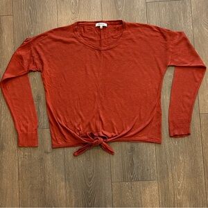 Madewell Tie-Front Long-Sleeve Sweater | Rust | Size L | EUC